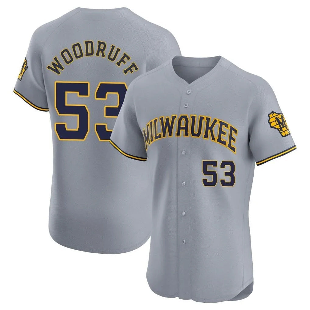 Choea M.Brewers #53 Brandon Woodruff Player Gray Home Limited Elite Stitched Jerseys