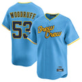 Choea M.Brewers #53 Brandon Woodruff Player Light Blue City Connect Home Limited Stitched Jerseys