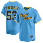 Choea M.Brewers #53 Brandon Woodruff Player Light Blue City Connect Home Limited Stitched Jerseys