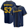 Choea M.Brewers #53 Brandon Woodruff Player Navy Home Game Stitched Jerseys