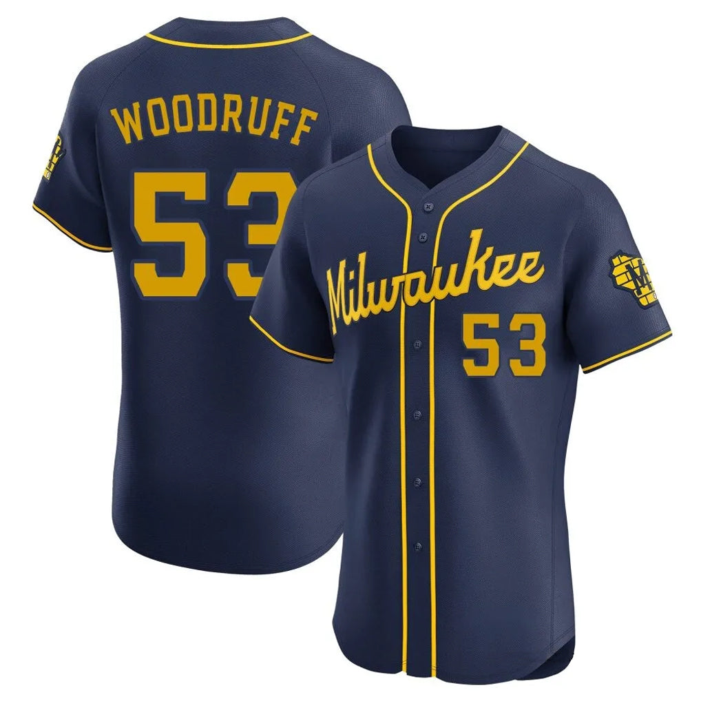 Choea M.Brewers #53 Brandon Woodruff Player Navy Home Limited Elite Stitched Jerseys