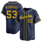 Choea M.Brewers #53 Brandon Woodruff Player Navy Home Limited Stitched Jerseys