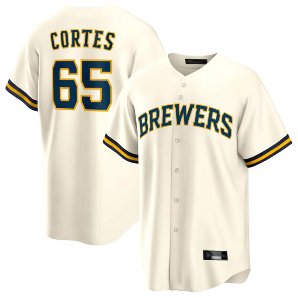 Choea M.Brewers #65 Nestor Cortes Player Cream Home Game Stitched Jerseys