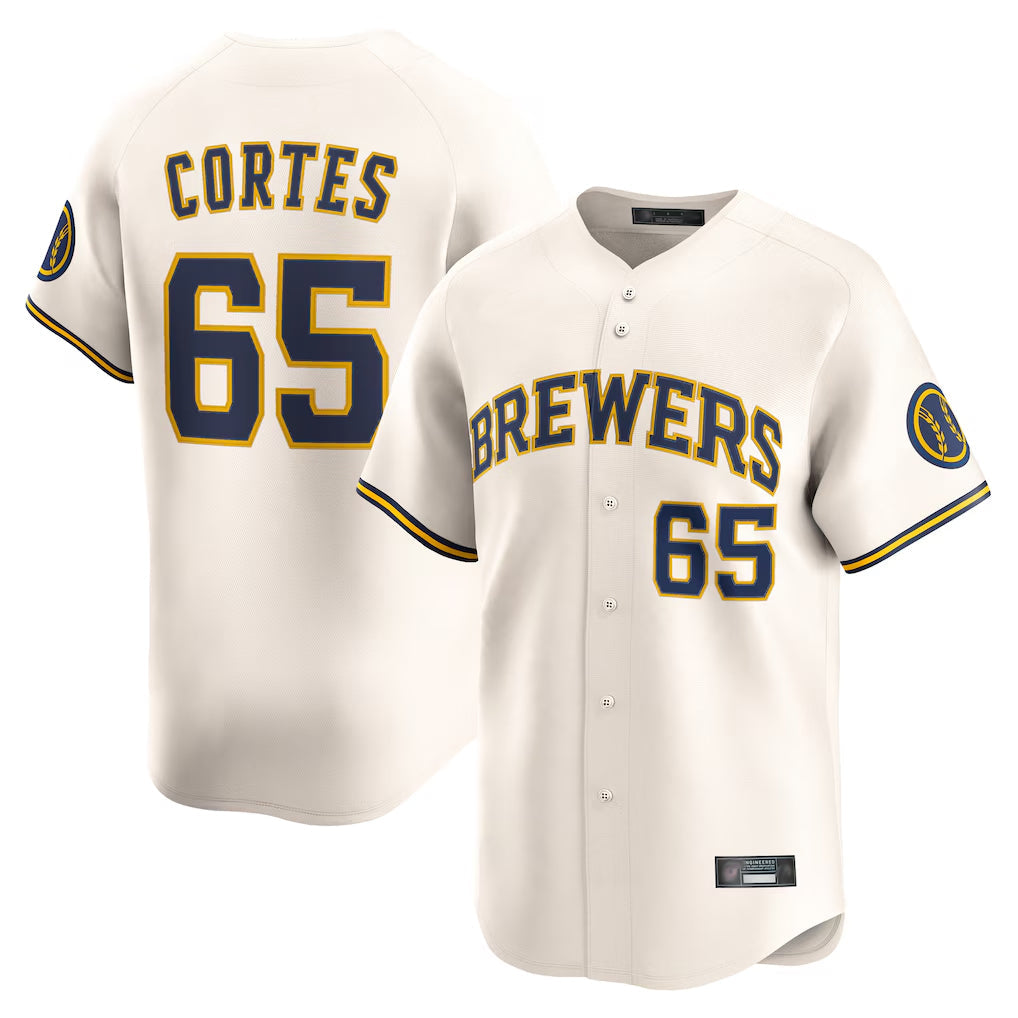 Choea M.Brewers #65 Nestor Cortes Player Cream Home Limited Game Stitched Jerseys
