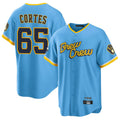 Choea M.Brewers #65 Nestor Cortes Player Light Blue City Connect Home Game Stitched Jerseys