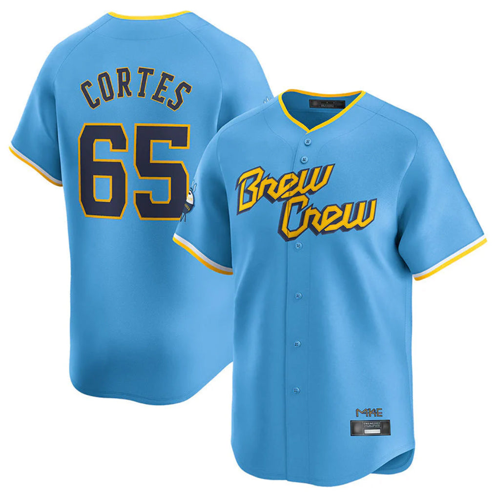 Choea M.Brewers #65 Nestor Cortes Player Light Blue City Connect Home Limited Stitched Jerseys