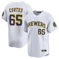 Choea M.Brewers #65 Nestor Cortes Player White Stripes Home Limited Game Stitched Jerseys