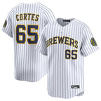 Choea M.Brewers #65 Nestor Cortes Player White Stripes Home Limited Game Stitched Jerseys
