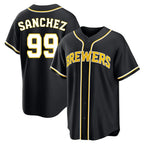 Choea M.Brewers #99 Gary Sanchez Player Black Fashion Out Home Game Stitched Jerseys