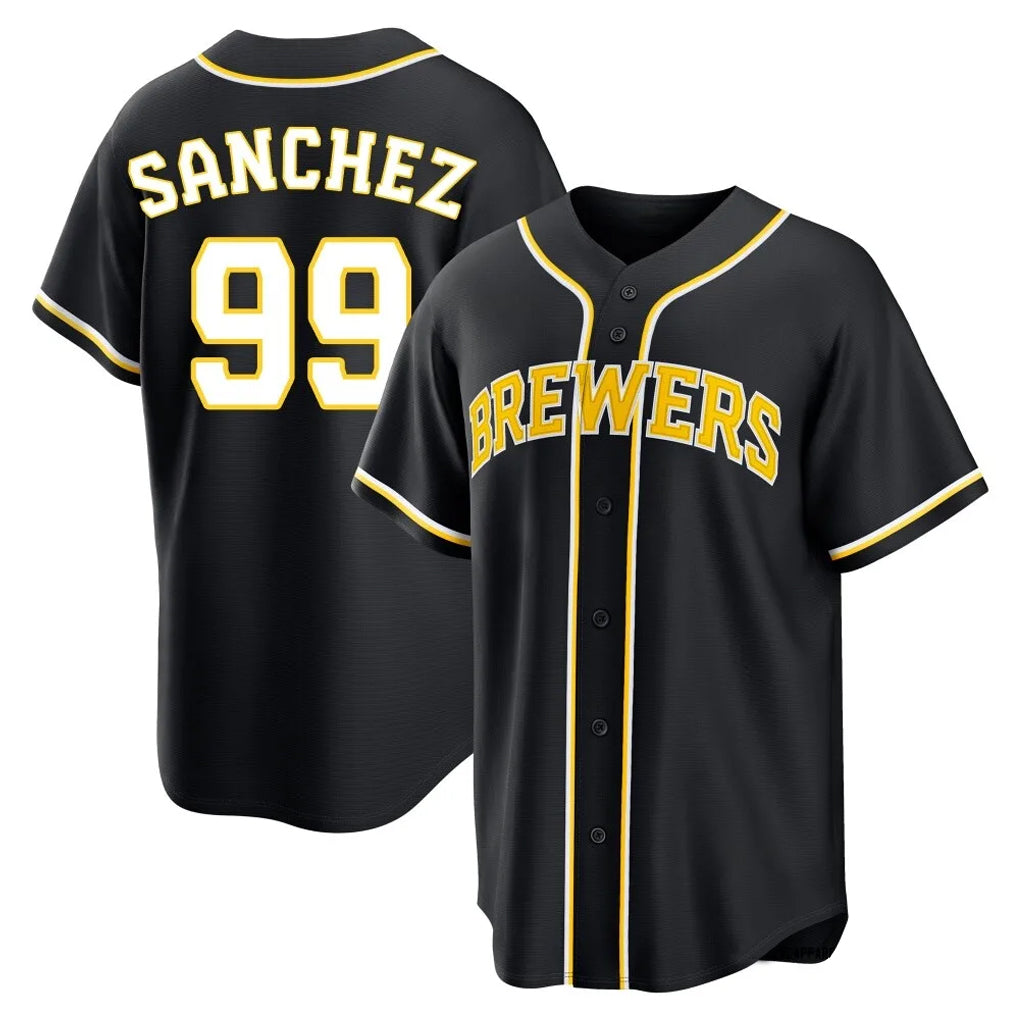 Choea M.Brewers #99 Gary Sanchez Player Black Fashion Out Home Game Stitched Jerseys