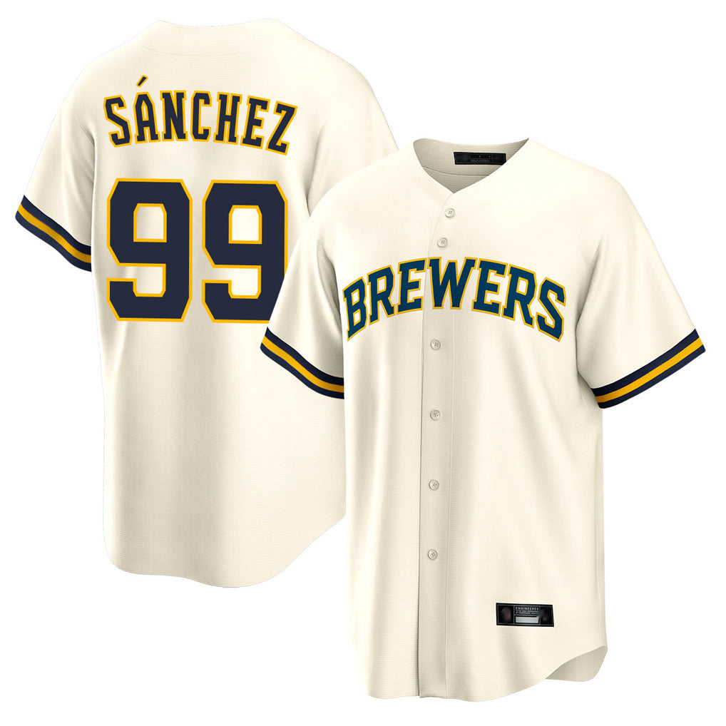 Choea M.Brewers #99 Gary Sanchez Player Cream Home Game Stitched Jerseys