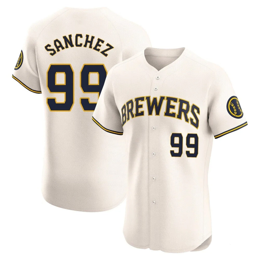 Choea M.Brewers #99 Gary Sanchez Player Cream Home Limited Elite Stitched Jerseys