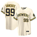 Choea M.Brewers #99 Gary Sanchez Player Cream Home Limited Stitched Jerseys