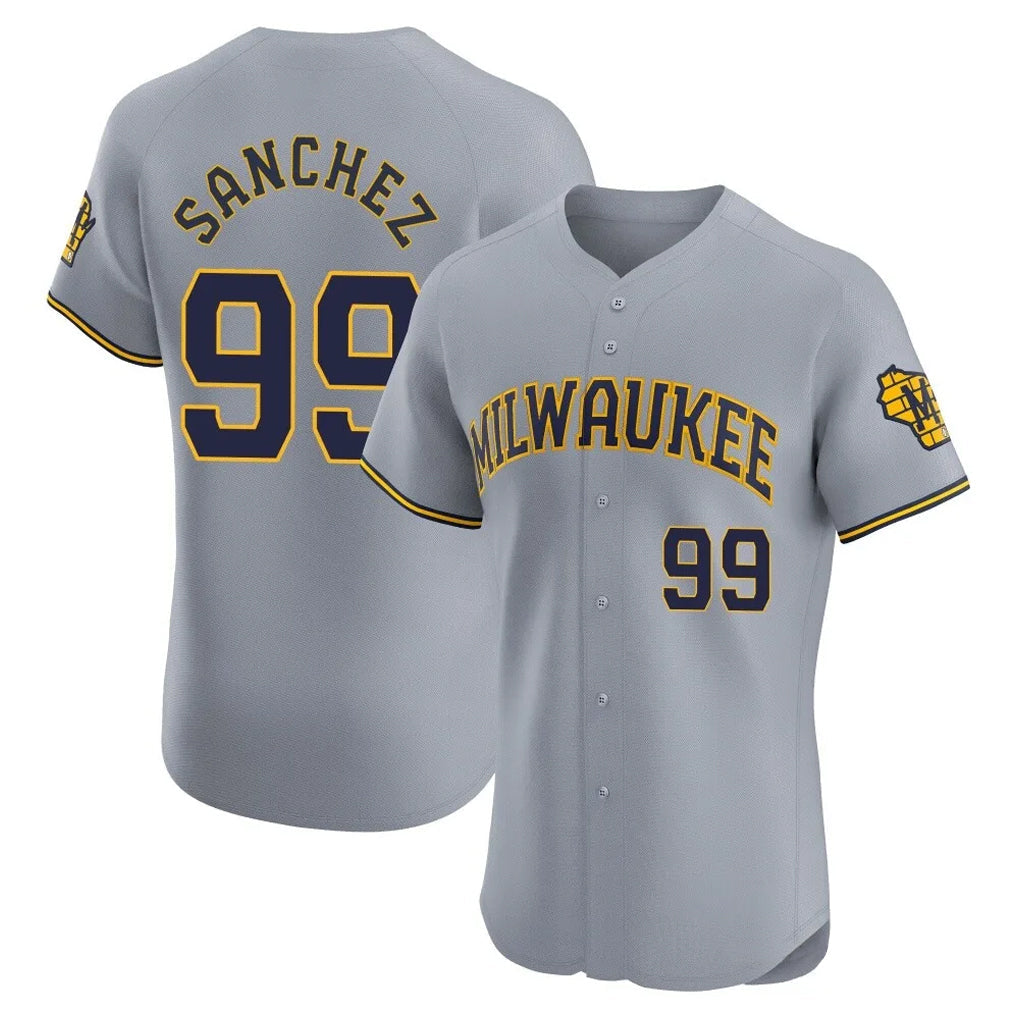 Choea M.Brewers #99 Gary Sanchez Player Gray Home Limited Elite Stitched Jerseys