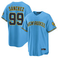 Choea M.Brewers #99 Gary Sanchez Player Light Blue Road Stadium Game Stitched Jerseys
