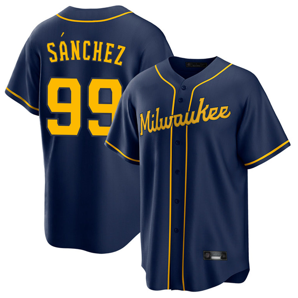 Choea M.Brewers #99 Gary Sanchez Player Navy Home Game Stitched Jerseys