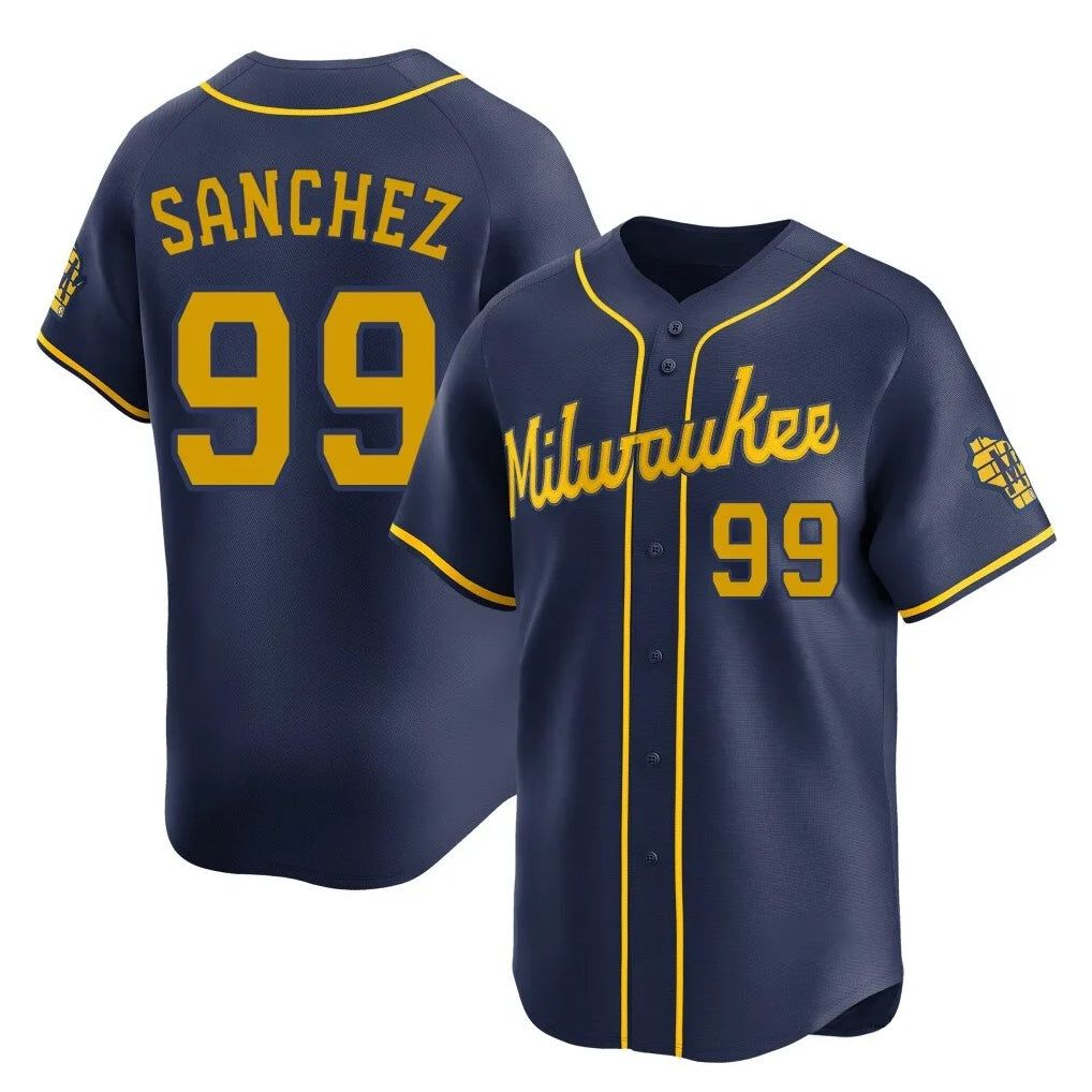 Choea M.Brewers #99 Gary Sanchez Player Navy Home Limited Stitched Jerseys