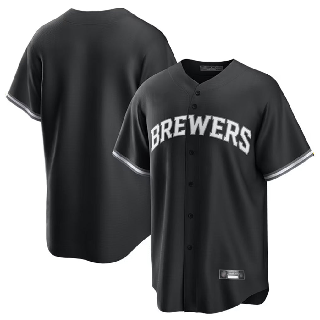 Choea M.Brewers Blank Player Black Game Home Stitched Jerseys