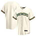 Choea M.Brewers Blank Player Cream Home Game Stitched Jerseys