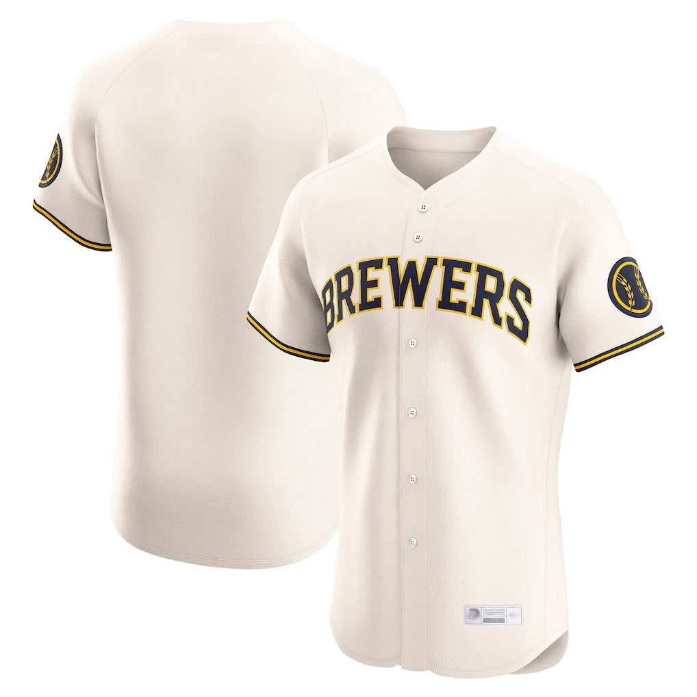 Choea M.Brewers Blank Player Cream Home Limited Elite Stitched Jerseys