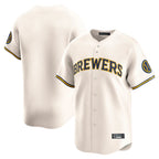Choea M.Brewers Blank Player Cream Home Limited Game Stitched Jerseys