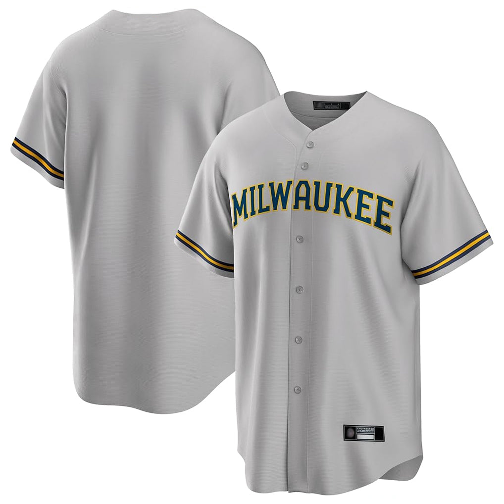 Choea M.Brewers Blank Player Gray Home Game Stitched Jerseys