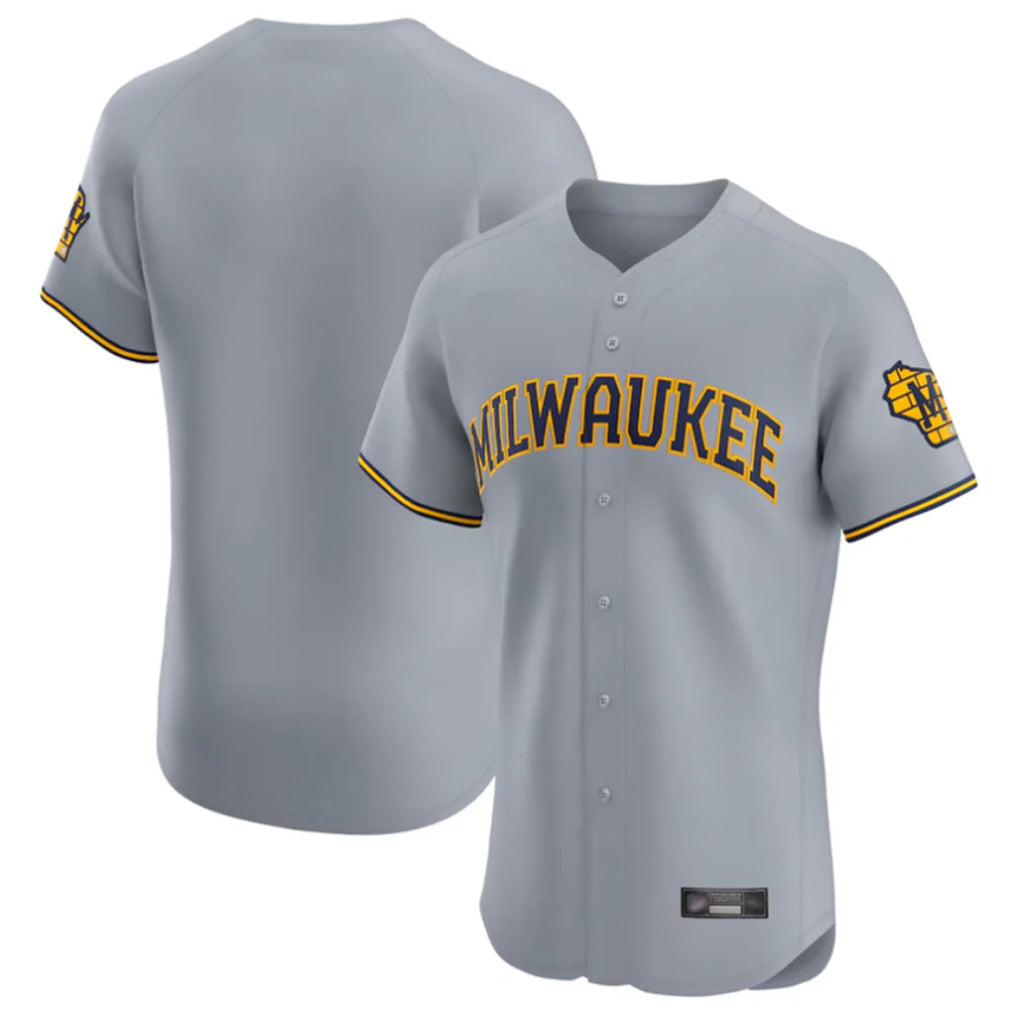 Choea M.Brewers Blank Player Gray Home Limited Elite Stitched Jerseys