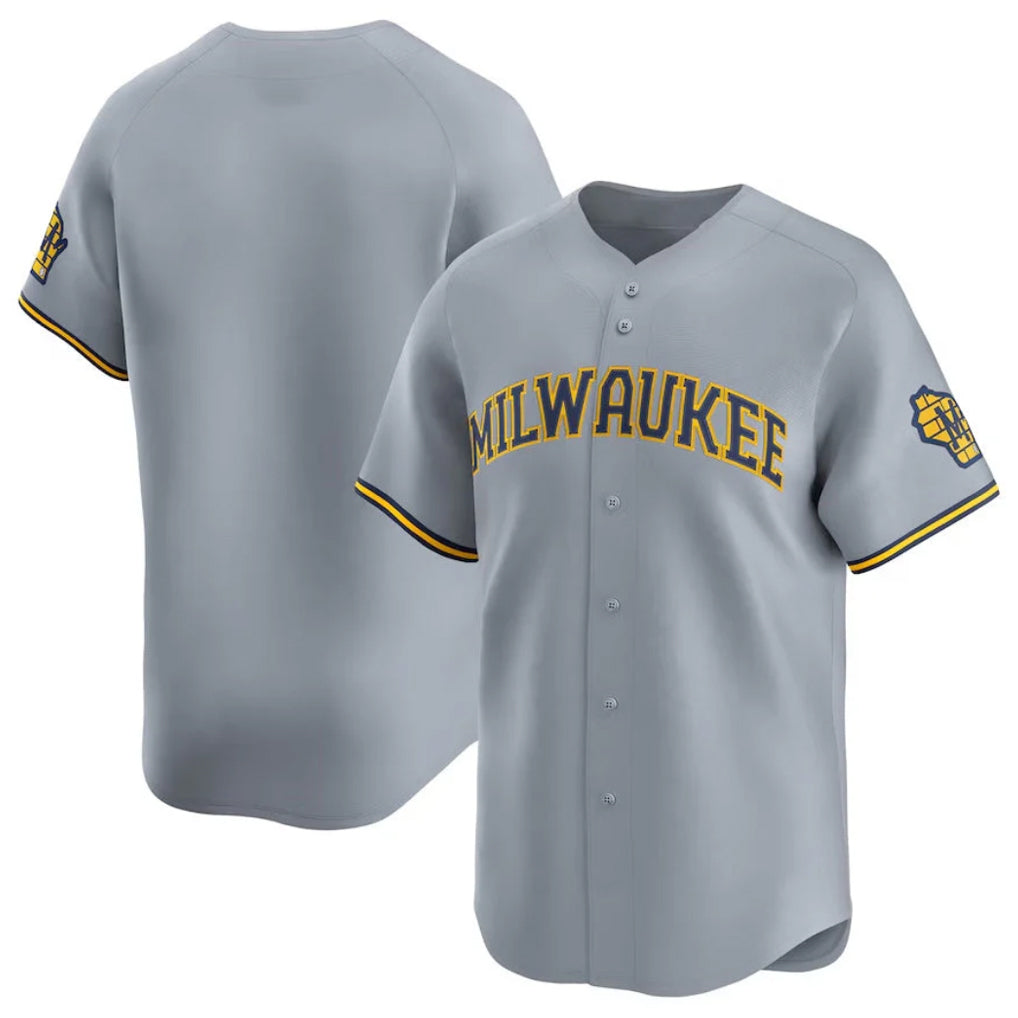 Choea M.Brewers Blank Player Gray Home Limited Stitched Jerseys