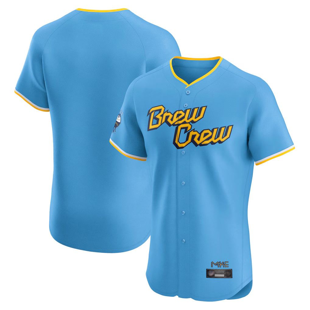 Choea M.Brewers Blank Player Light Blue City Connect Home Limited Elite Stitched Jerseys