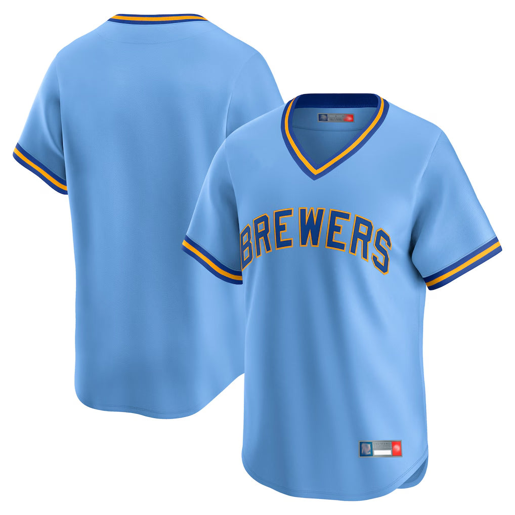 Choea M.Brewers Blank Player Light Blue Cooperstown Collection T-shirt Stitched Jerseys