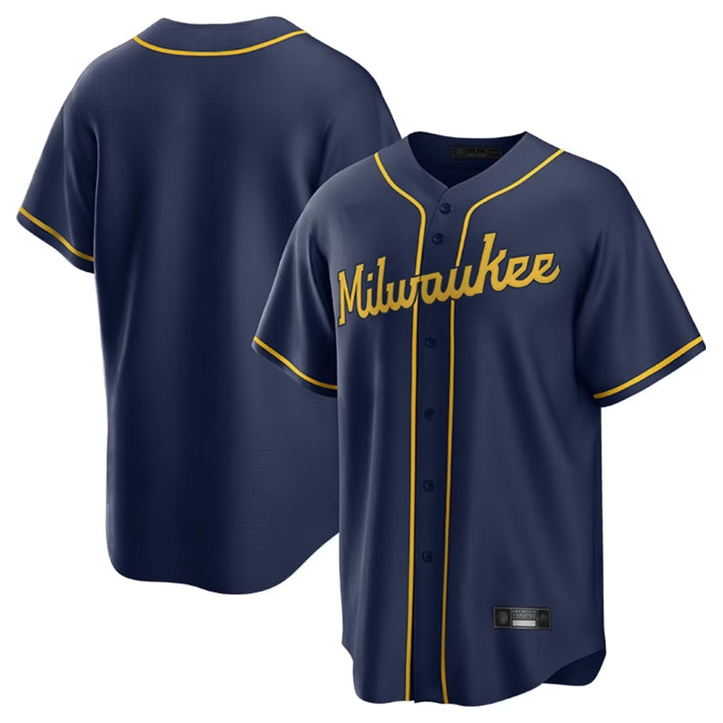 Choea M.Brewers Blank Player Navy Home Game Stitched Jerseys