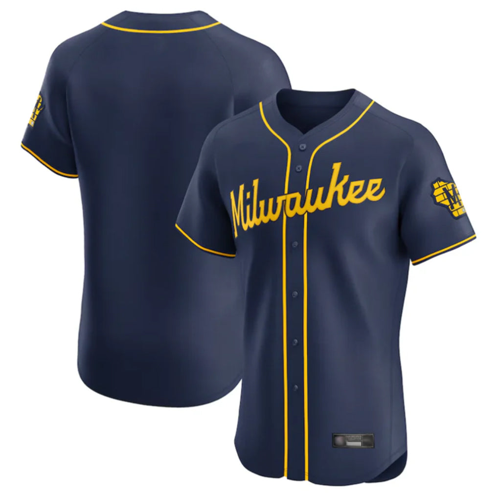 Choea M.Brewers Blank Player Navy Home Limited Elite Stitched Jerseys