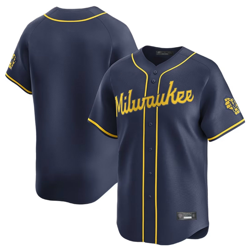 Choea M.Brewers Blank Player Navy Home Limited Stitched Jerseys