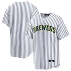 Choea M.Brewers Blank Player White Stripes Home Game Stitched Jerseys