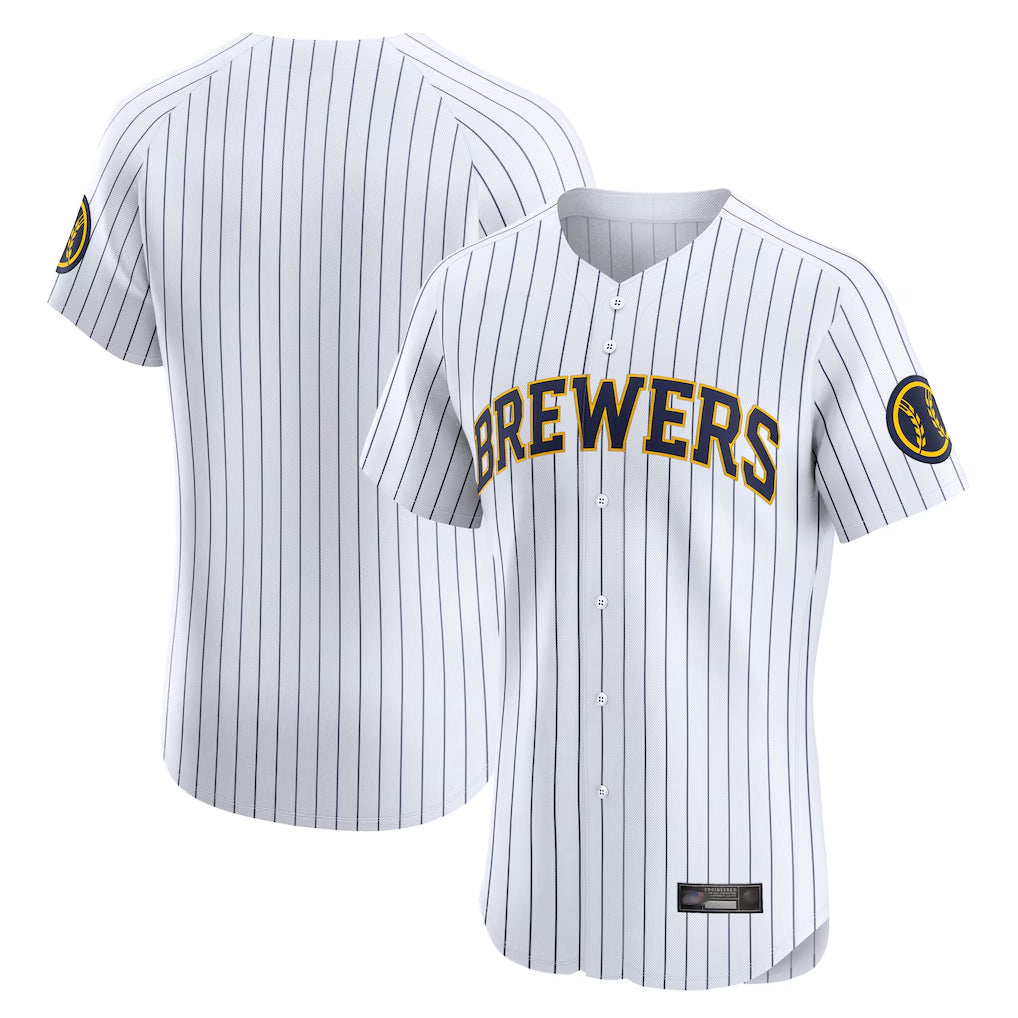Choea M.Brewers Blank Player White Stripes Home Limited Elite Stitched Jerseys