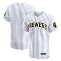 Choea M.Brewers Blank Player White Stripes Home Limited Elite Stitched Jerseys