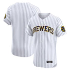 Choea M.Brewers Blank Player White Stripes Home Limited Elite Stitched Jerseys