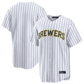 Choea M.Brewers Blank Player White Stripes Home Limited Stitched Jerseys