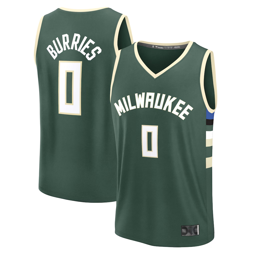 Choea M.Bucks #0 Brayden Burries Green 2026  Draft First Round Pick Fast Break Jerseys - Icon Edition