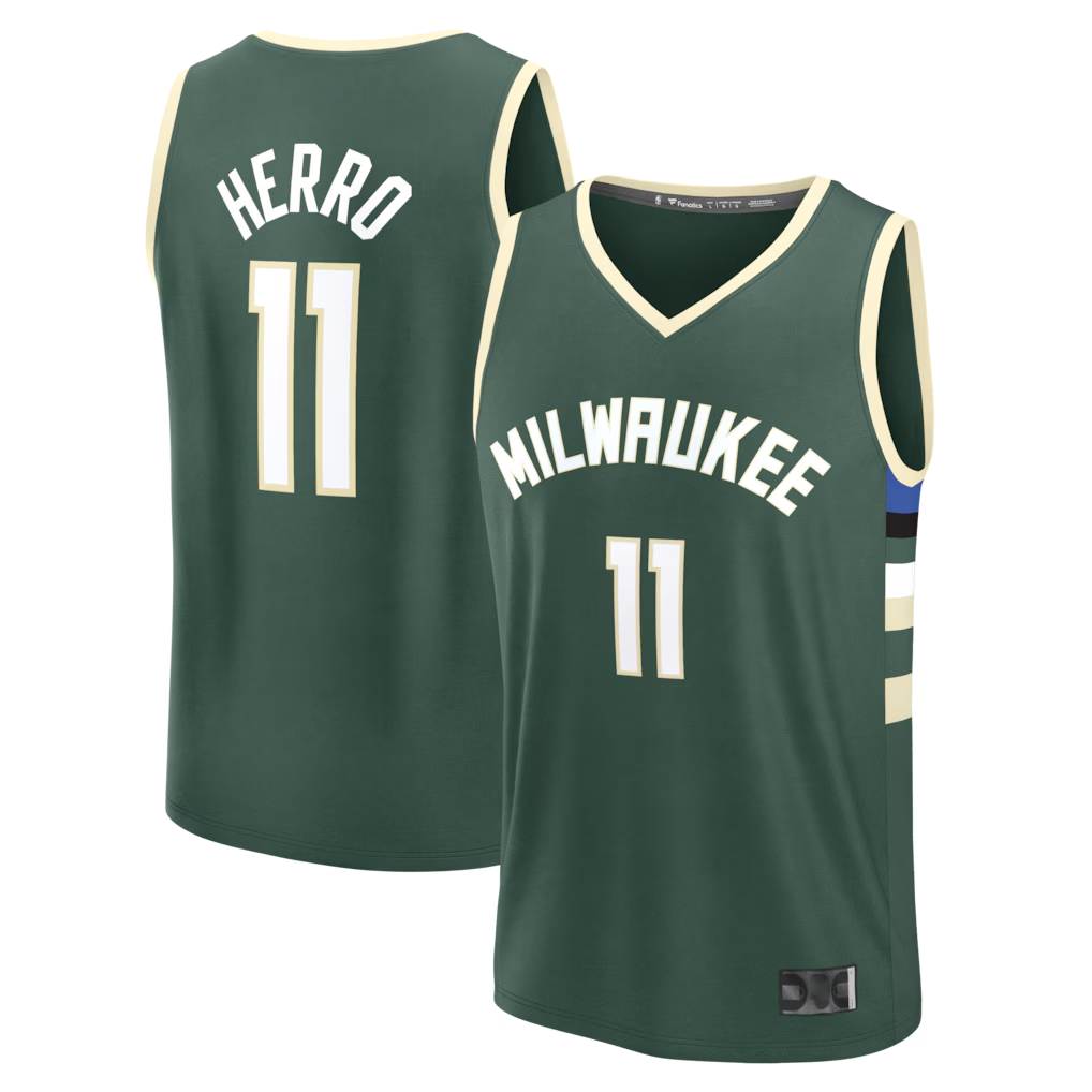 Choea M.Bucks #11 Tyler Herro Hunter Green Fast Break Replica Jerseys - Icon Edition