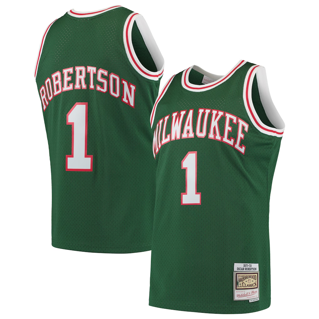 Choea M.Bucks #1 Oscar Robertson Mitchell & Ness Green 197172 Hardwood Classics Swingman Jerseys
