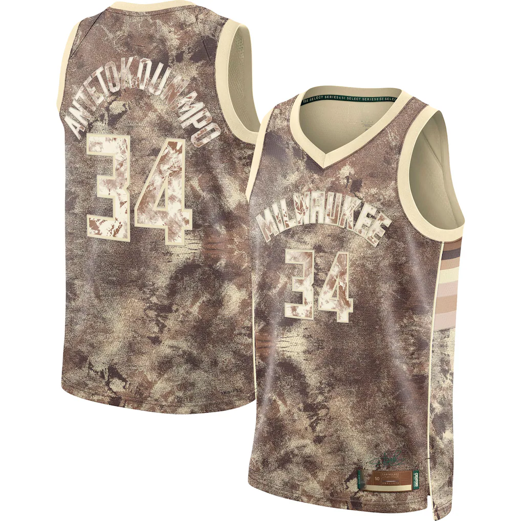 Choea M.Bucks #34 Giannis Antetokounmpo Brown Select Series Swingman Jerseys