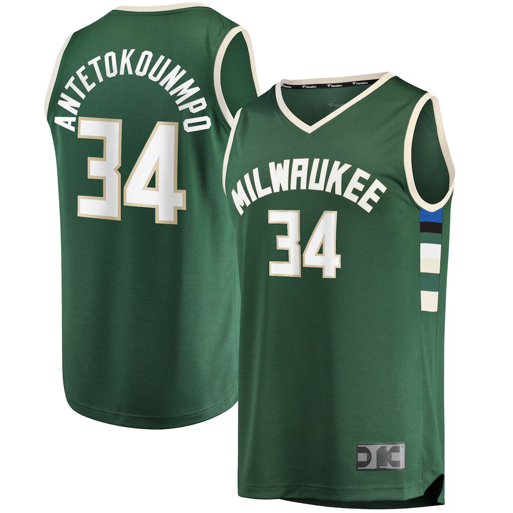 Choea M.Bucks #34 Giannis Antetokounmpo Hunter Green Big & Tall Fast Break Player Jerseys - Icon Edition