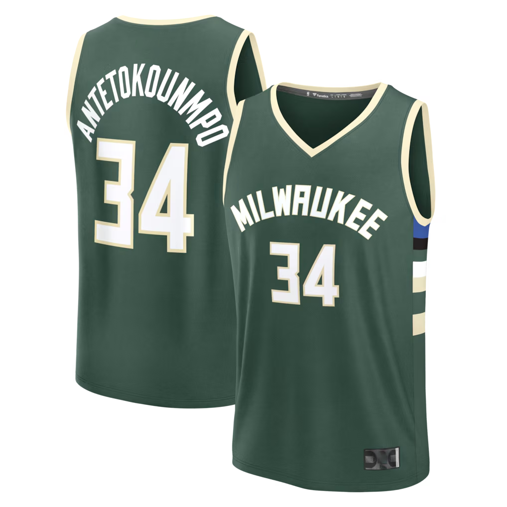 Choea M.Bucks #34 Giannis Antetokounmpo Hunter Green Fast Break Replica Player Jerseys - Icon Edition