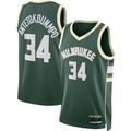 Choea M.Bucks #34 Giannis Antetokounmpo Hunter Green Swingman Jerseys - Icon Edition
