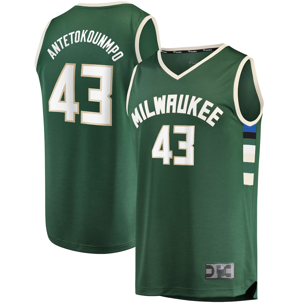 Choea M.Bucks #43 Thanasis Antetokounmpo Hunter Green Fast Break Replica Player Jerseys - Icon Edition