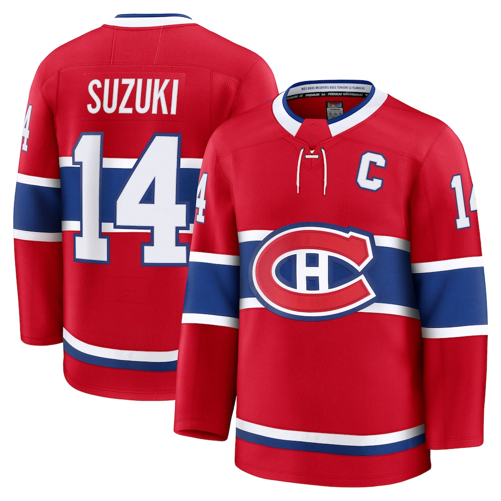 Choea M.Canadiens #14 Nick Suzuki Red Home Premium Jerseys