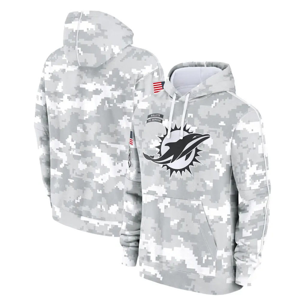 Choea M.Dolphins Arctic Camo Salute to Service Hoodies Limited Game Blank Player Stitched Jerseys