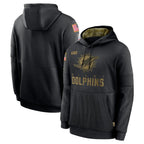 Choea M.Dolphins Black Salute to Service Hoodies Limited Game Blank Player Stitched Jerseys
