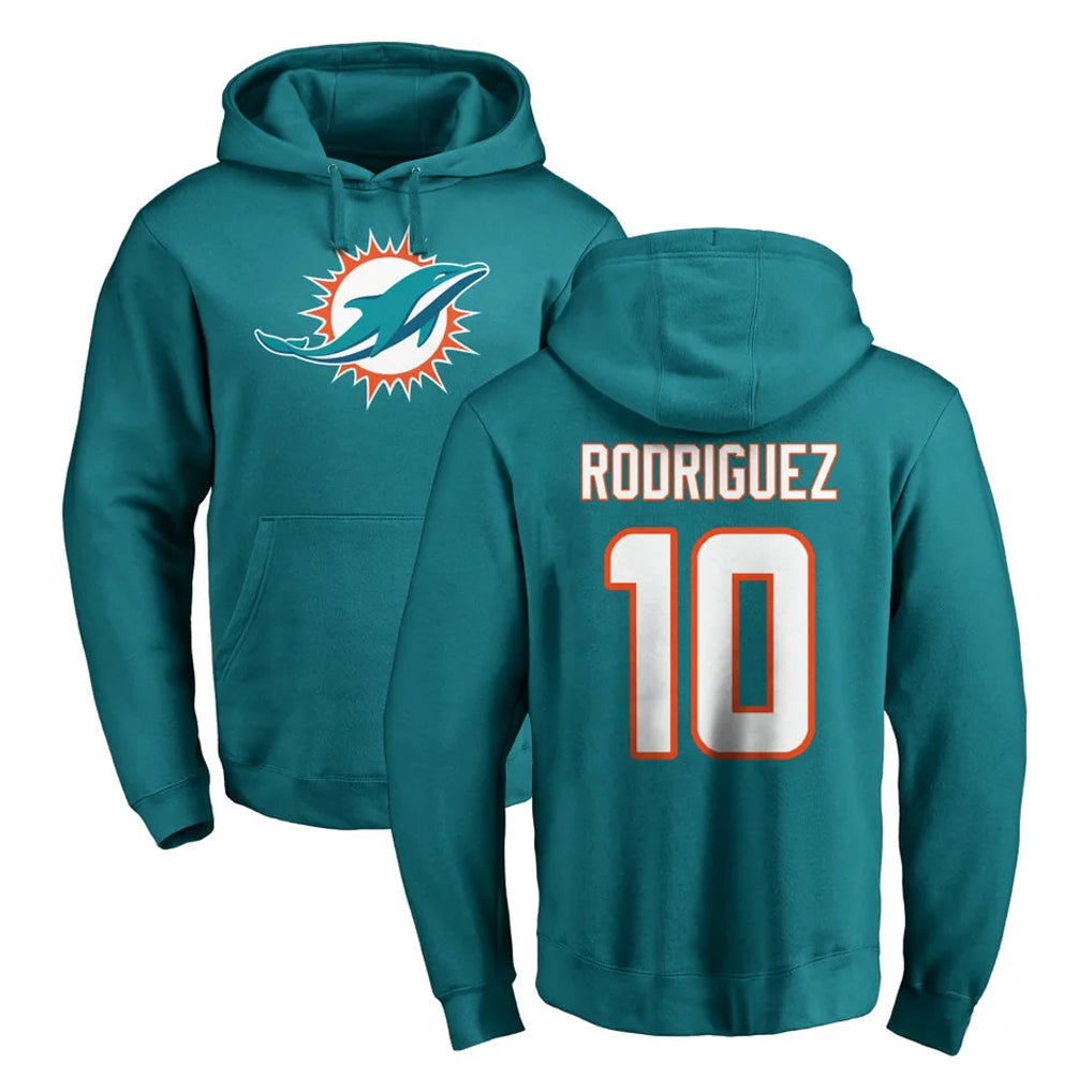 Choea M.Dolphins #10 Jacob Rodriguez Player Aqua LOGO Pullover Hoodies Limited Stitched Jerseys